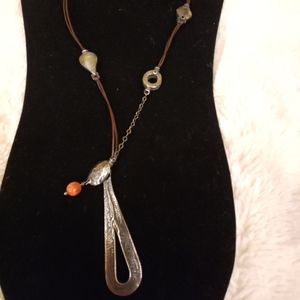 Vintage Silpada Oxidized Silver, Leather and Chain Necklace